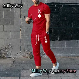 Mens Tracksuits Summer Men Men Solid Color Tshirt Prouters Set Fashion K Print Tracksuit 2 قطعة ملابس غير رسمية من الذكور الشارع الشارع 230228