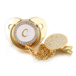Baby Pacifier Silicone BPA Free Pacifier Gold Rhinestone Letter Clip Newborn Supplies Baby Pacifier Toy