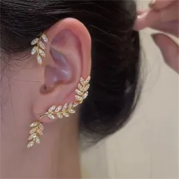 Ear Cuff Silver Plated Metal Leaf Butterfly Clip Earrings for Women Ear Clips Without Piercing Sparkling Zircon Ear Cuff Fashion Jewelry GC1944