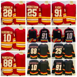 Mi08 Mens 2023 Classic Red 91 Nazem Kadri Hockey Jerseys 10 Jonathan Huberdeau 28 Elias Lindholm 25 Jacob Markstrom 88 Andrew Mangiapan