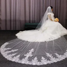 حجاب الزفاف الزفاف طويل الزفاف حجاب عالي الجودة الدانتيل الأنيق 4 م طبقة واحدة مع مشط ويلون 2023 الملحقات