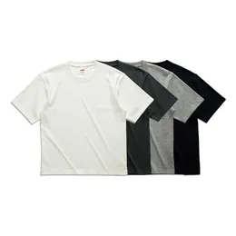 Herr t-shirts 300g vintage liten krage t-shirts för män tungvikt ren bomull dropphylsa all-match vit lös trendig streetwear du topp G230301