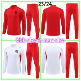 23 24 Flamengo adult tracksuit kids training suit DIEGO PEDRO Training Wear Kit Suit Soccer Jerseys E.RIBEIRO DE ARRASCAETA Half Zip Tracksuit Football Shirts