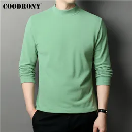 Herrtröjor Coodrony Brand Pure Color Mock Neck Sweater Men kläder Autumn Winter Soft Warm Dralon Velvet Fabric Knitwear Pullover Men Z1100 230302