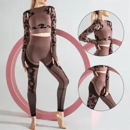 2-teilige Yoga-Set-Tracksuit Sets Kumpel BH Long Pant Fitness Sportanzug für Frauen Training Bauchkontrolle Kleidung nahtlos sexykg-302l