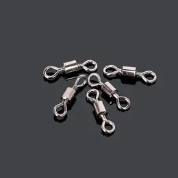 100pcs Fishing Barrel Bearing Rolling Swivel Solid Ring LB Lures Connector 9 Size Swivels Tackle Accessories Fish Tool Hooks