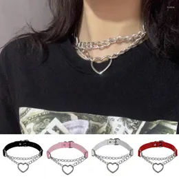 Catene punk gotico in pelle PU girocollo catena cuore fibbia collana collare donne ragazze moda festa gioielli accessori per il collo