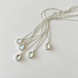 Catene Amaiyllis Collana minimalista con gocce d'acqua in argento sterling 925 Personalità semplice Accessori selvaggi Gioielli