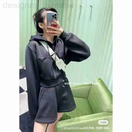 Women's Suits & Blazers designer same paragraphKim Kardashian23 early spring new casual hooded short long-sleeved sweater setelastic waist shorts 62R8