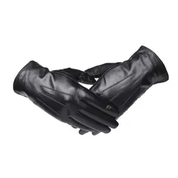 Pięć palców rękawiczki Gours Zimowe skórzane rękawiczki Mężczyźni czarne oryginalne rękawiczki kozie kozie polarowe ciepła moda mottens przyjazd GSM043 230302