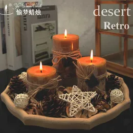 Candle Decor Form duftende große Stumpenkerzen für Zuhause, dekorative grünbraune, rauchfreie, aromatische Duftkerze
