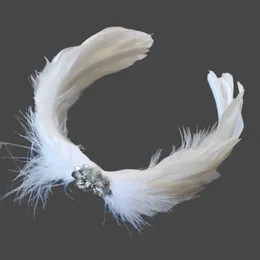 Hårklämmor Barrettes Ballet Feathers Swan Headdress Ballet Costume Feathers pannband för kvinna Hårtillbehör 230302