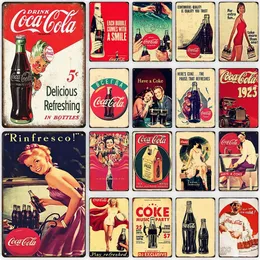 Nordic Retro Metal Tin Sign Decorative Plate Cola Drink Vintage Tin Sign Bar Club Cafe Art Plaque Plaque Poster Home Kitchen Wall Decorize Decor