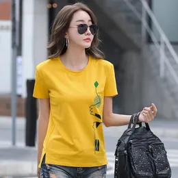 LJSXLS Tshirt z krótkim rękawem Tshirt Thirt Kobiet bawełniany koreańsko -modny ubrania wiosna jesienna top swobodny tee femme 230301