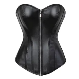 Bustiers & Corsets Woman Corset Faux Leather For Waist Pu Overbust With Lingerie Zipper Plus Size Burlesque SexyBustiers