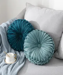 Pillow Velvet Pleated Round Pumpkin Throw Couch Cushion Floor Decorative For Home Sofa Chair Bed Car8151354