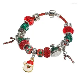Charme Armbänder Schneeflocke Weihnachten Mix Stil Seil Kette Armband DIY Rote Kristall Perlen Armreifen Für Frauen Schmuck Geschenk