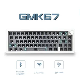 Клавиатуры GMK67 65 GASKET BLUETOOTH 2 4G Беспроводная сменная индивидуальная механическая клавиатура RGB Backlit 230301