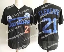 Beyzbol Formaları Vintage #21 Roberto Clemente Santurce Crabbers Beyzbol Formaları NCAA MENS Black Jersey Üniversitesi Dikişli Gömlekler S-XXXL