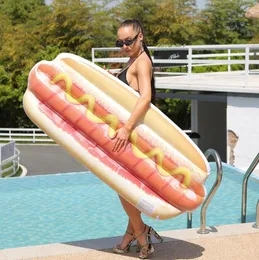 Inflatable Hot Dog Floats New Pool Hamburger sausage Floats Mattress Inflatable water row raft Swimming Pool Toys Party Swim Tubes Lounge