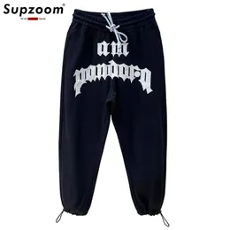 メンズパンツSupzoom Top Fashion Sweatpants冬の弾性ウエスト秋のゆるい刺繍文字イントレンドメンコットカジュアル