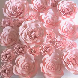 Decorative Flowers 2023 Baby Pink Giant Paper 22PCS For Wedding & Event Backdrop Nursery Shower Shopping Mall Decor 1.21M2
