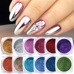 Nail Glitter 23 Box Mirror Nail Glitter Powder Set Metal Bubble Design Nail Chrome Pigment Rubbing Dust DIY Manicure Decoration LAMCB01-24-1 230302