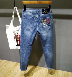 Projektant dżinsów męskich dżinsów wiosenne dżinsy męskie o średniej talii i małych stóp Slim Fit Lorksus Bawełniane Elastyczne wszechstronne cienkie spodnie S7TB P0FQ