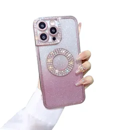 Gradient Glitter Electropated Rhinestone Phone Case för iPhone 14 Plus 13 12 11 Pro Max Luxury Ladies Diamond Studded Coche Sock Proof