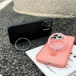 Magneitc 360 Rotating Hybrid Vogue Phone Case for iPhone 14 13 Pro Max Samsung Galaxy S23 Ultra Slim Full Protective Soft Bumper Solid Color Kickstand Back Cover