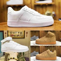 Designer 2022 New ForcEs Men Low Skate Shoes Discount All White Black Wheat One Unisex Classic 1 07 Knit Outdoor Euro Airs High Women Running Sports Tennis S30