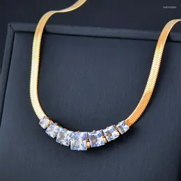 Choker Sinleery Korean Fashion Crystal Pendant Rostfritt stålhalsband för kvinnors krage Eleganta kvinnliga smycken 2023 XL349 SSB