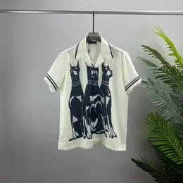 اثنان من المصممين الفاخرين قمصان Men Fashion Tiger Letter v Silk Bowling Shirt القمصان غير الرسمية للرجال ضئيل قميص فستان قصير الأكمام M-3XL#44