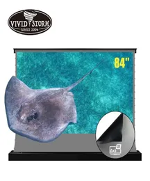 Vividstorm S ALR 3D 84 -дюймовый экран электрического пола с обсидианским длинным фокусиром.