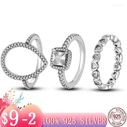 Anéis de casamento 2023 empilhável cúbico zirconia las lágrima amor cor coração anel para mulheres tendência de presente de jóias de jóias de cor prata