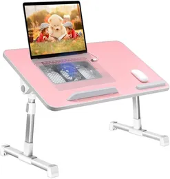 Laptop Desk for BedAdjustable Lap Bed Tray Folding Table Lap Stand with Internal USB Cooling Fan Standing Desk for Home Office W2271866