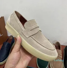 Suede leather Mens Loro Walk shoes Sliding sleeve type luxury sneakers nubuck designer Flats leisure dress shoe official Large size 45 4606