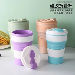 Bottiglie d'acqua Tazza pieghevole creativa in silicone con scatola dei colori Facile da pulire Viaggio all'aperto Regalo sportivo portatile Tazza da caffè 230302