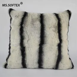 MS Softex Natural Rex Fur Pillow Case Chinchilla Design Real Fur Cushion Cover Cover Soft Pillow Cover Homes Decoration1277V