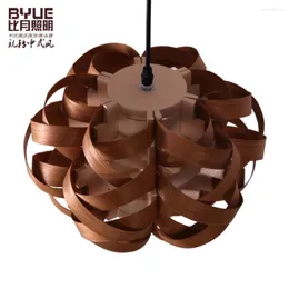 Pendant Lamps Wood Natural Veneer Bird's-nest Light Lights