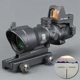 Trijicon Acog Style 4x32 Прицел с Doct Mini Mini Red Dot Light Sensor Black для охоты 170F