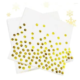 Party Decoration Gold Foil Guest Napkins 25pcs White And Supplies One-Time Metallic Dinner Paper For Wedding Baby