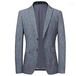 Mäns kostymer 2023 Ankomst Mens mode Bomull Linne Blazer Suit Spring High Quality Grey Size M-4XL