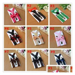 Belts Suspenders 27 Colors Kids Bow Tie Set For 110T Baby Braces Elastic Yback Boys Girls Accessories Drop Delivery Maternity Dhfmk