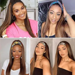 Headband Capless Wigs P4 27 Silky Straight 10-28inch Indian Human Hair Piano Color 150% 180% 210% Density