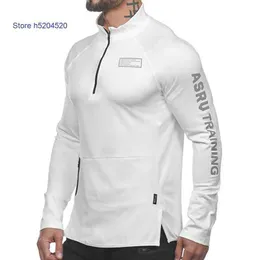 Men's Sweatshirt Fashion Sports Fitness Brand Asr' v Spring Autumn Label Letter Printing Reflective Strips Long Sleeve Sweater Solid Color Drop Shoulder Sports Coa