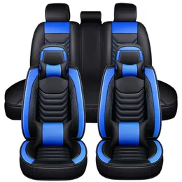 Fundas de asiento de coche Funda de asientos universal Cojín desmontable 5D de cuero PU con almohadas para Auto SUV TruckCarCar