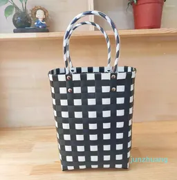 Shoulder Bags Handmade Women's Handbags Luxury Tote Plastic Woven Basket Small Summer Beach Bag Shopping Designer Female 06