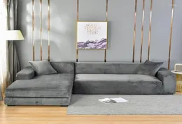 Stuhlabdeckung Velvet Sofa Cover L -Form für Wohnzimmer Home Corner Stretch Elastic Protector Long Set 2 und 3 Plätze2379130