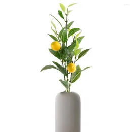 Kwiaty dekoracyjne Zielone rośliny Wystrój Oddział sztuczny cytryntree dom do układu kwiatowego symulacja imprezy Weddna żółte jagody